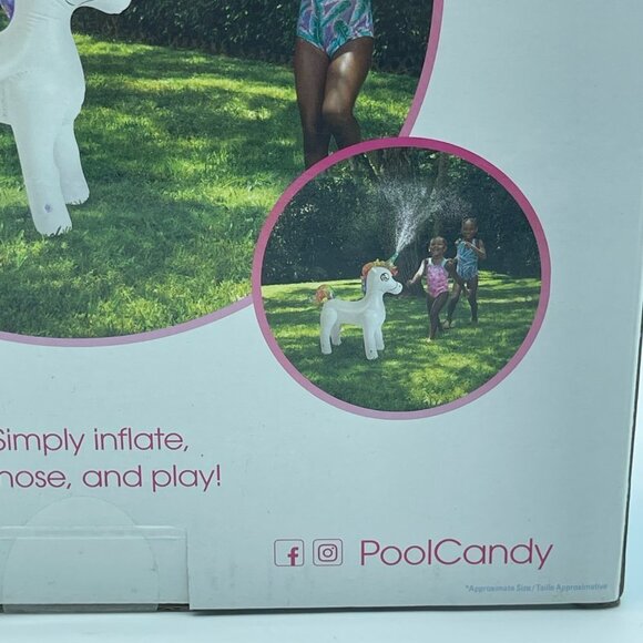 Pool Candy Inflatable Unicorn Sprinkler White Water Play 3 Feet Tall - Picture 8 of 11